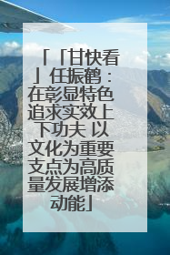 「甘快看」任振鹤：在彰显特色追求实效上下功夫 以文化为重要支点为高质量发展增添动能