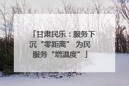 甘肃民乐：服务下沉“零距离” 为民服务“增温度”