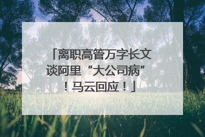 离职高管万字长文谈阿里“大公司病”！马云回应！
