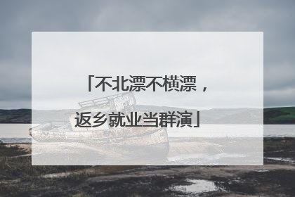 不北漂不横漂，返乡就业当群演