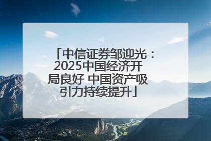中信证券邹迎光：2025中国经济开局良好 中国资产吸引力持续提升