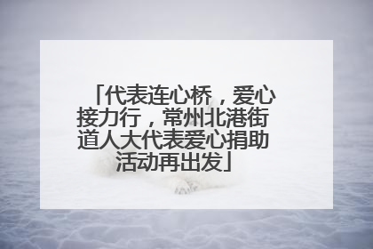 代表连心桥，爱心接力行，常州北港街道人大代表爱心捐助活动再出发