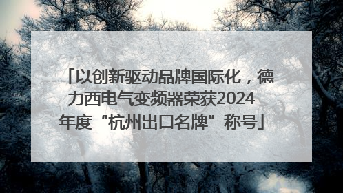 以创新驱动品牌国际化，德力西电气变频器荣获2024年度“杭州出口名牌”称号