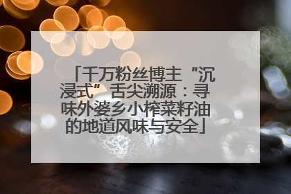 千万粉丝博主“沉浸式”舌尖溯源：寻味外婆乡小榨菜籽油的地道风味与安全