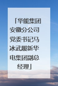 华能集团安徽分公司党委书记马冰武履新华电集团副总经理