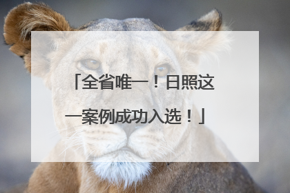 全省唯一！日照这一案例成功入选！