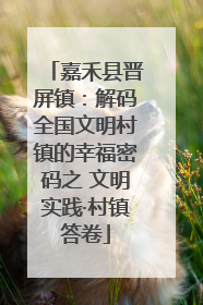 嘉禾县晋屏镇：解码全国文明村镇的幸福密码之 文明实践·村镇答卷