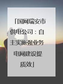 国网瑞安市供电公司：自主实施强业务 电网建设提质效