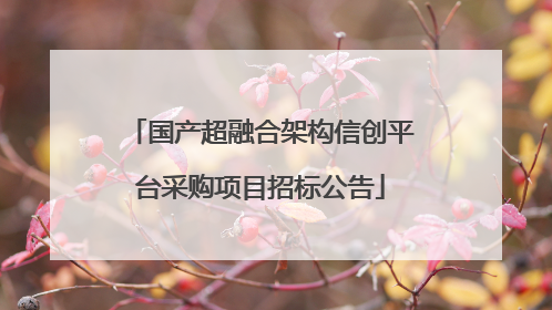 国产超融合架构信创平台采购项目招标公告