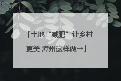 土地“减肥”让乡村更美 漳州这样做→