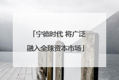 宁德时代 将广泛融入全球资本市场