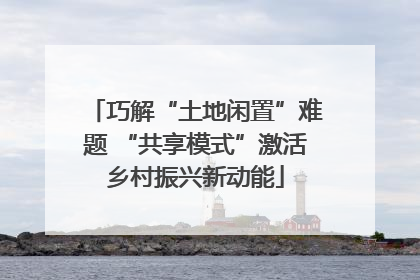巧解“土地闲置”难题 “共享模式”激活乡村振兴新动能