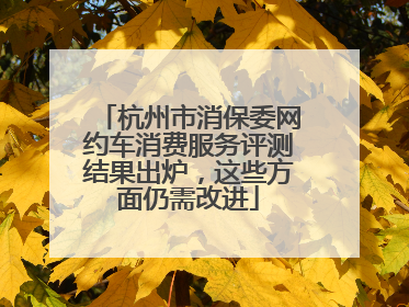 杭州市消保委网约车消费服务评测结果出炉，这些方面仍需改进