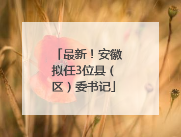 最新！安徽拟任3位县（区）委书记