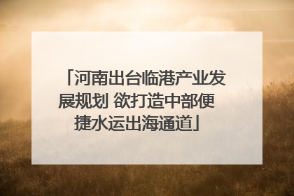 河南出台临港产业发展规划 欲打造中部便捷水运出海通道