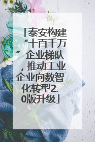 泰安构建“十百千万”企业梯队，推动工业企业向数智化转型2.0版升级