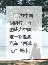 活力中国调研行｜合肥成为中国唯一新能源汽车“四试点”城市