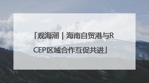 观海潮｜海南自贸港与RCEP区域合作互促共进