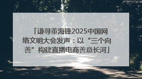 谦寻董海锋2025中国网络文明大会发声：以“三个向善”构建直播电商善意长河