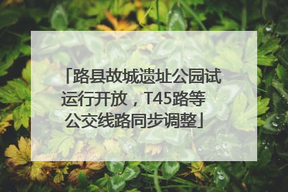 路县故城遗址公园试运行开放，T45路等公交线路同步调整