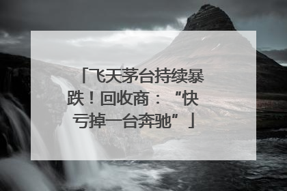 飞天茅台持续暴跌！回收商：“快亏掉一台奔驰”