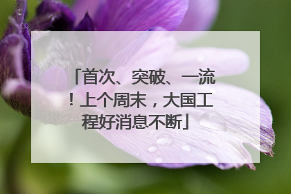 首次、突破、一流！上个周末，大国工程好消息不断